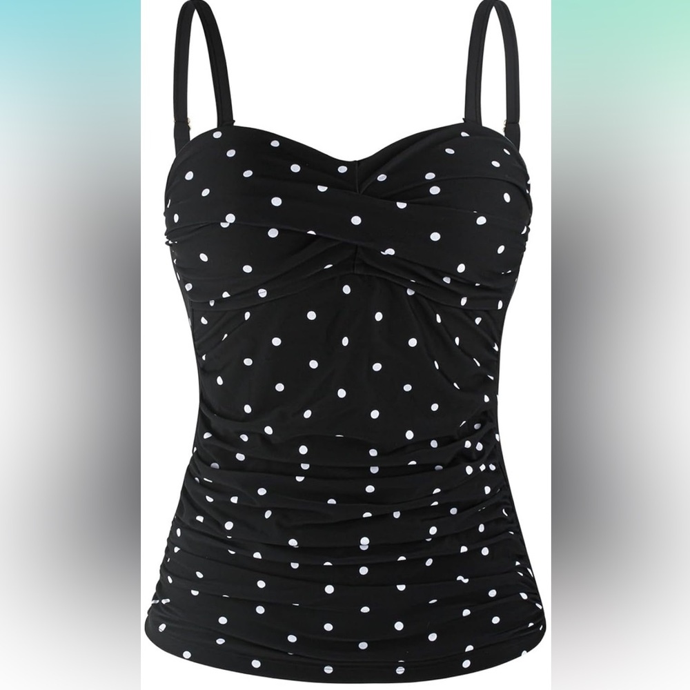 Ocean Blues W Plus Size Strapless Bandeau Ruched Tummy Control Tankini Top 4XL